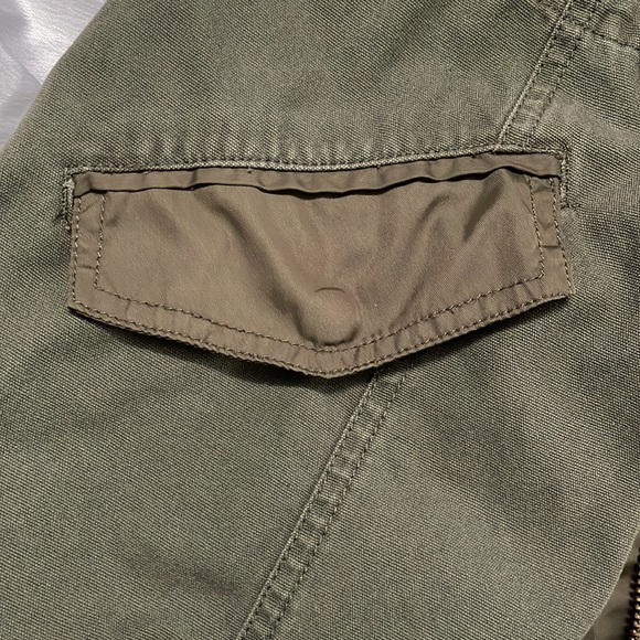 American Rag Cie- Coats & Jackets Below Hip Dark Army Green Jacket with Hood - Picture 10 of 10